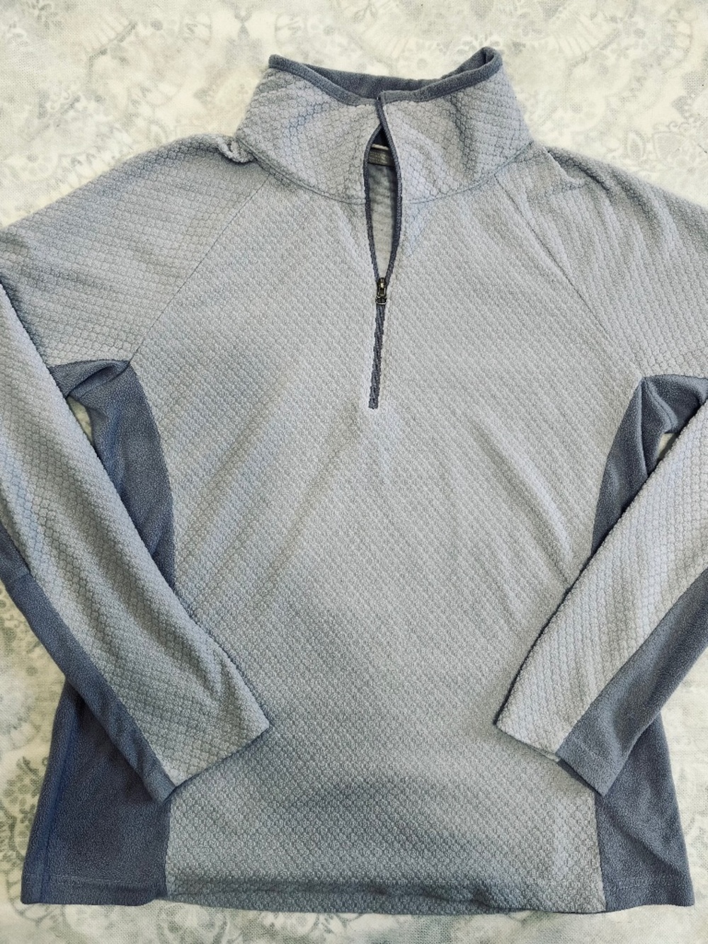 Columbia Womens Sz L Fleece Pullover Waffle Textured Light Purple 1/4 Zip Knit